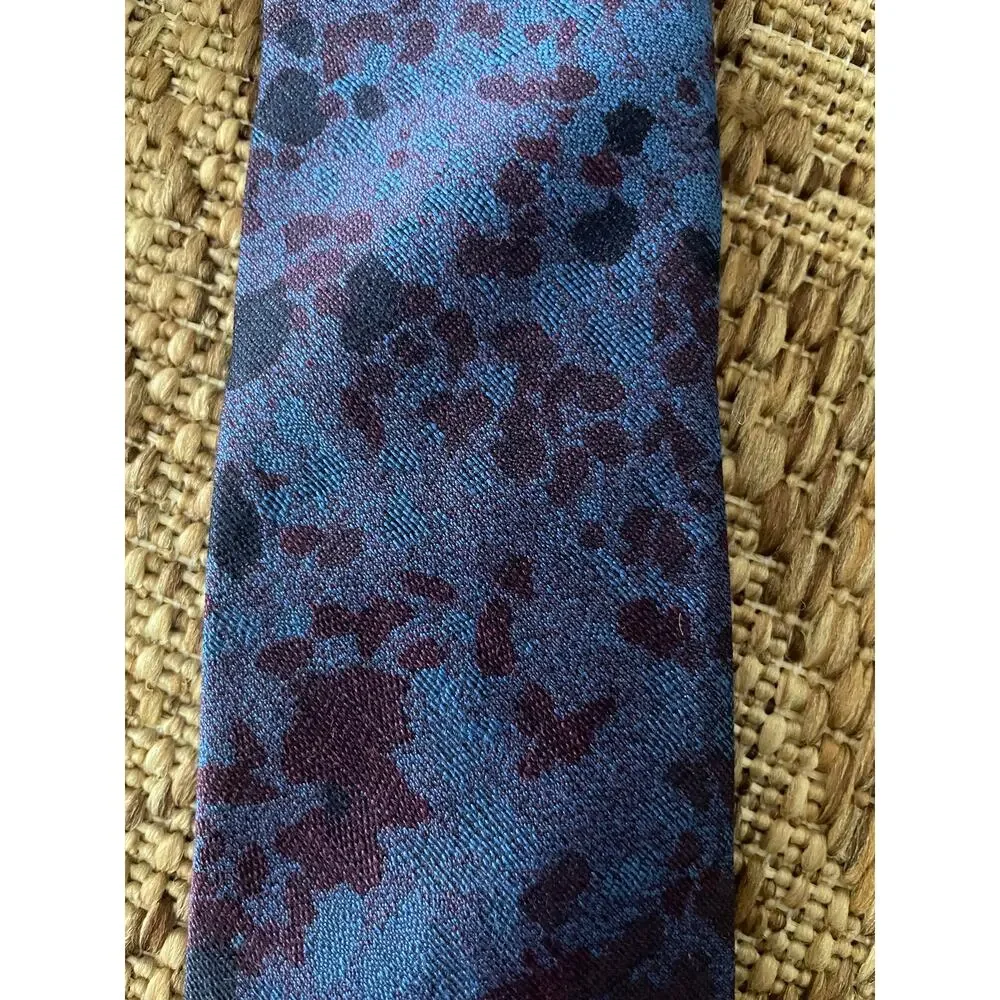 Strathmore All Silk Cobalt Blue with purple abstract splash pattern tie 56